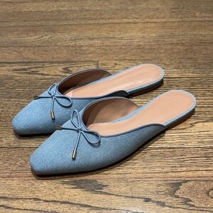 Nordstrom Light Blue Bow Mules- never worn